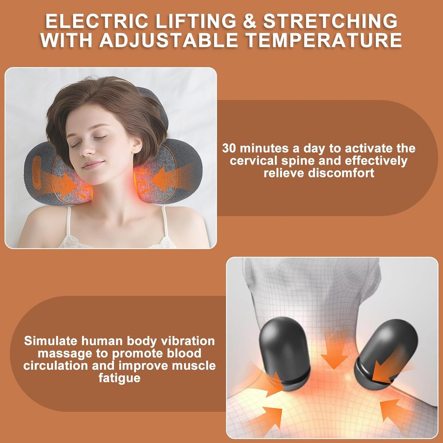 Vibrating, Heated, And Traction Neck Massage Pillow